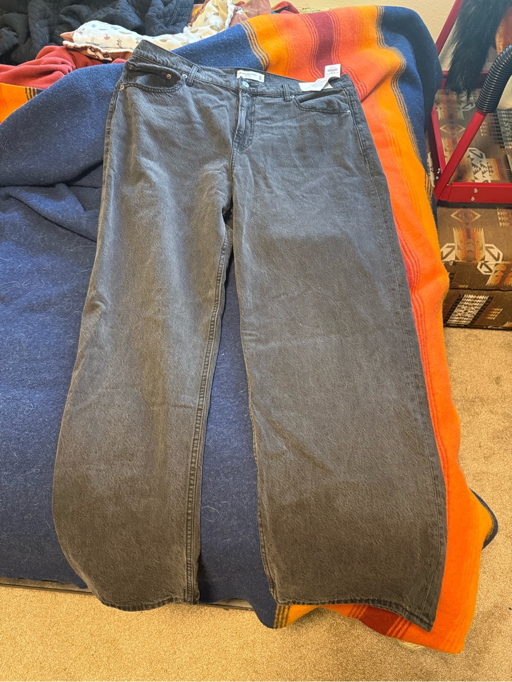 Abercrombie & Fitch Charcoal “The Loose” Wide Leg Jeans